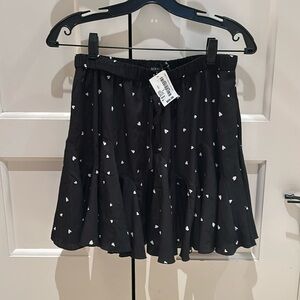 NWT minkpink black with white hearts size M skirt